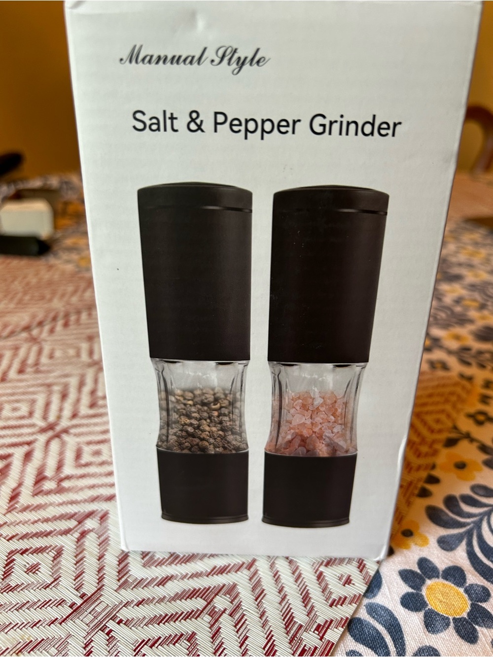 Manual Salt & Pepper Grinder Set 2 Pc - Adjustable Mill - Gray/Blue